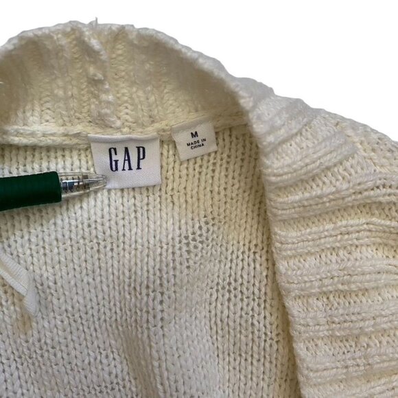 Gap Open Front Cardigan Off White Ribbed Front Sz Medium - Picture 5 of 8